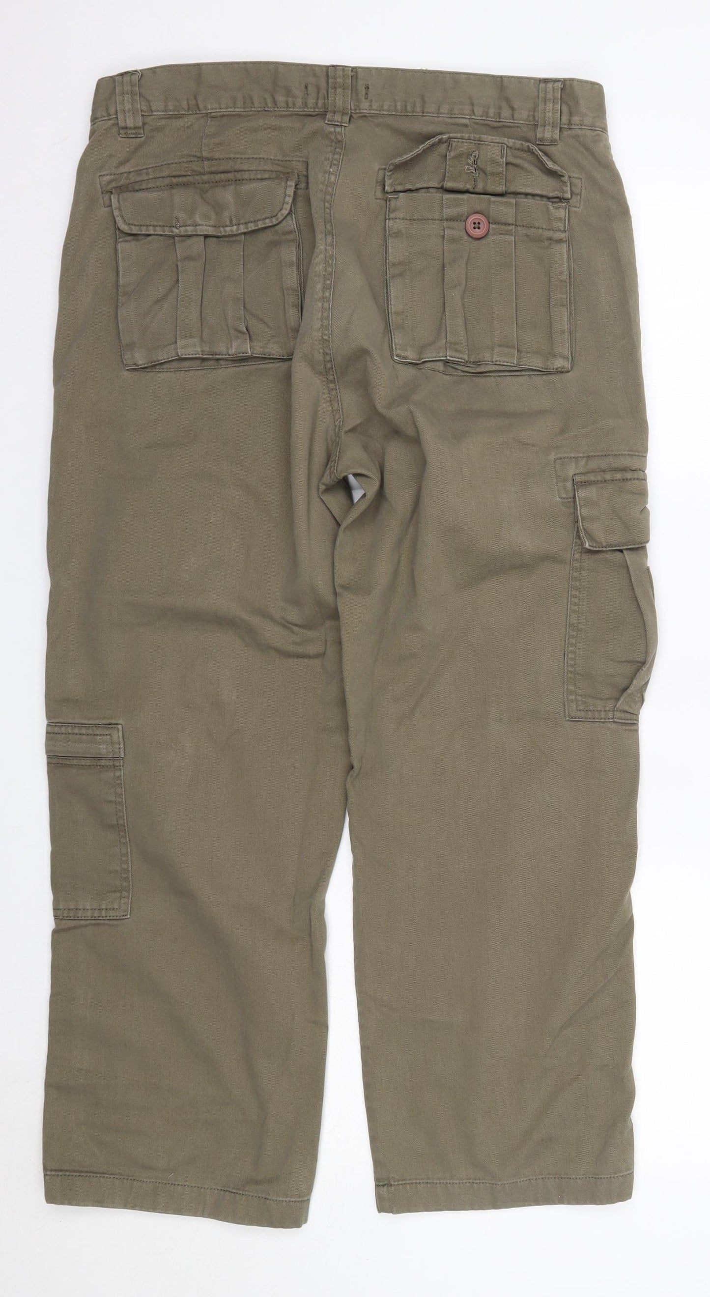 W&B Mens Green  Cotton Cargo Trousers Size 36 in L27 in Regular  - Short Leg