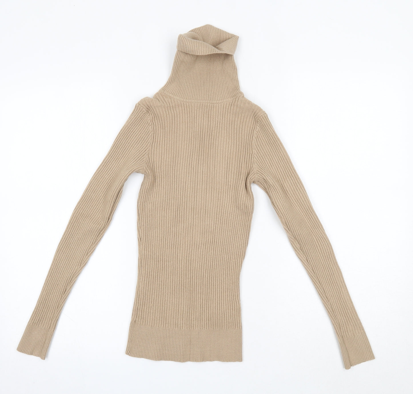 Primark Womens Beige Roll Neck  Viscose Pullover Jumper Size XS