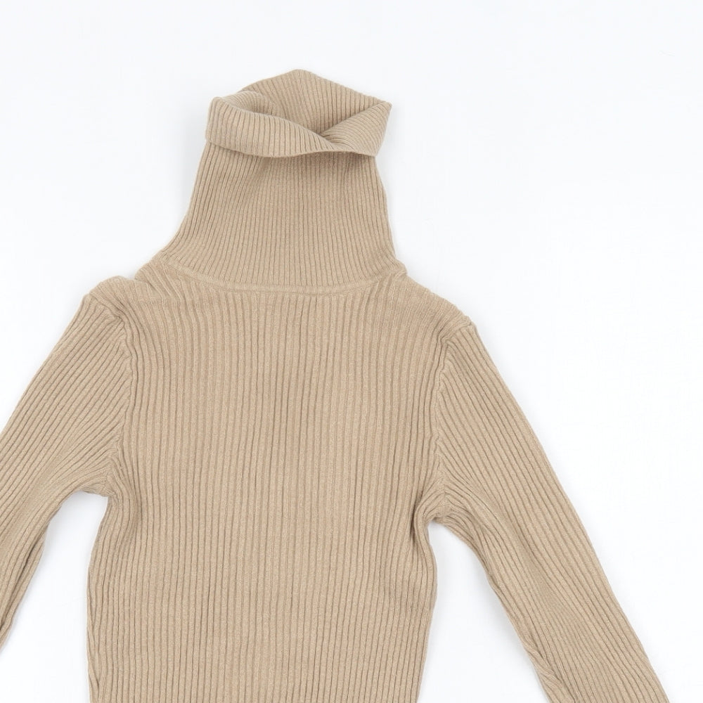 Primark Womens Beige Roll Neck  Viscose Pullover Jumper Size XS