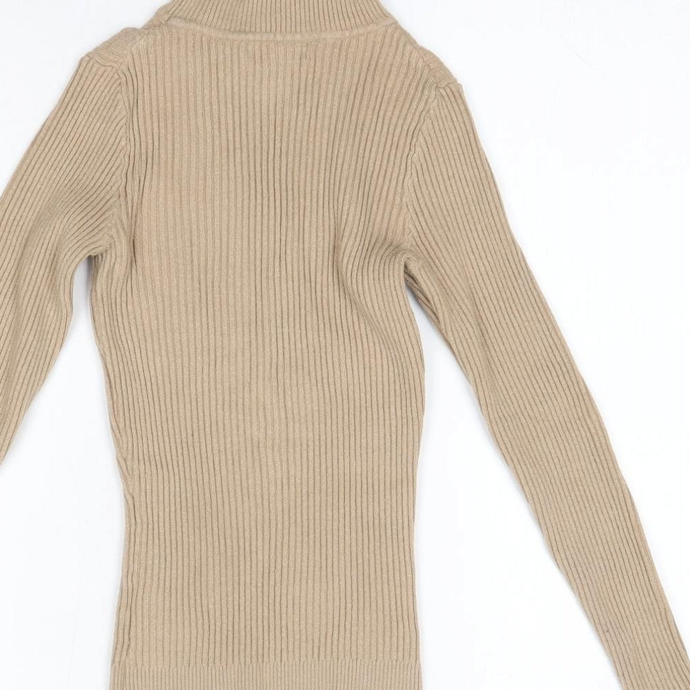 Primark Womens Beige Roll Neck  Viscose Pullover Jumper Size XS