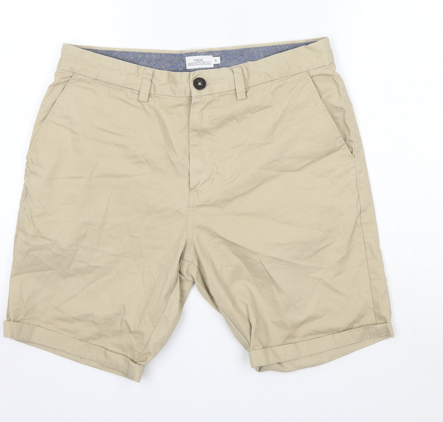 NEXT Mens Beige  Cotton Chino Shorts Size 32 in  Regular