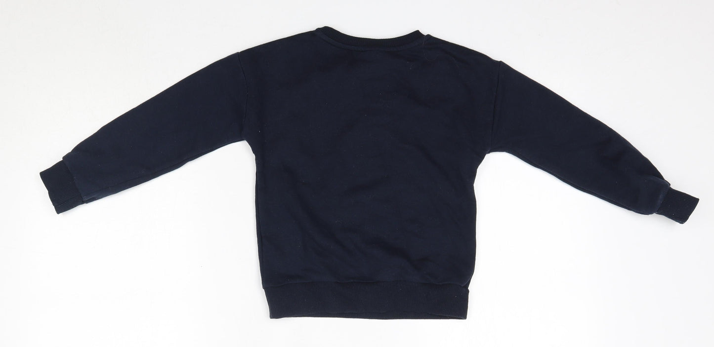 Matalan Girls Blue Round Neck  Cotton Pullover Jumper Size 6 Years   - Christmas