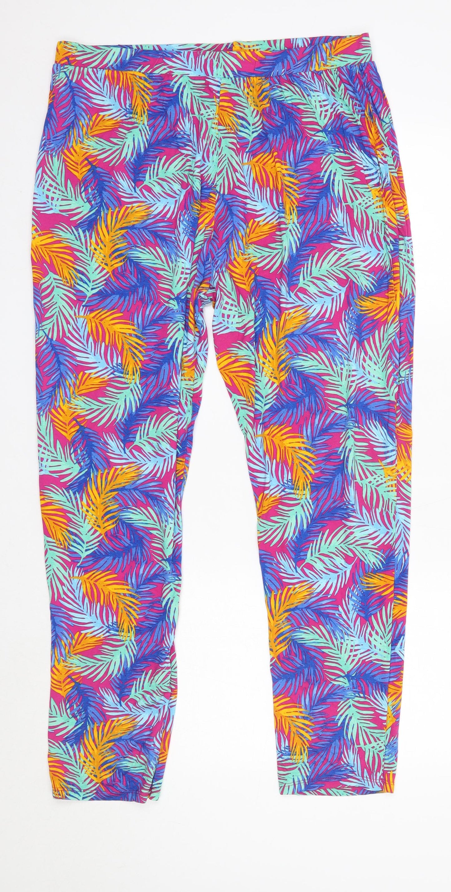 George Womens Multicoloured Floral Viscose Trousers  Size 16 L29 in Regular