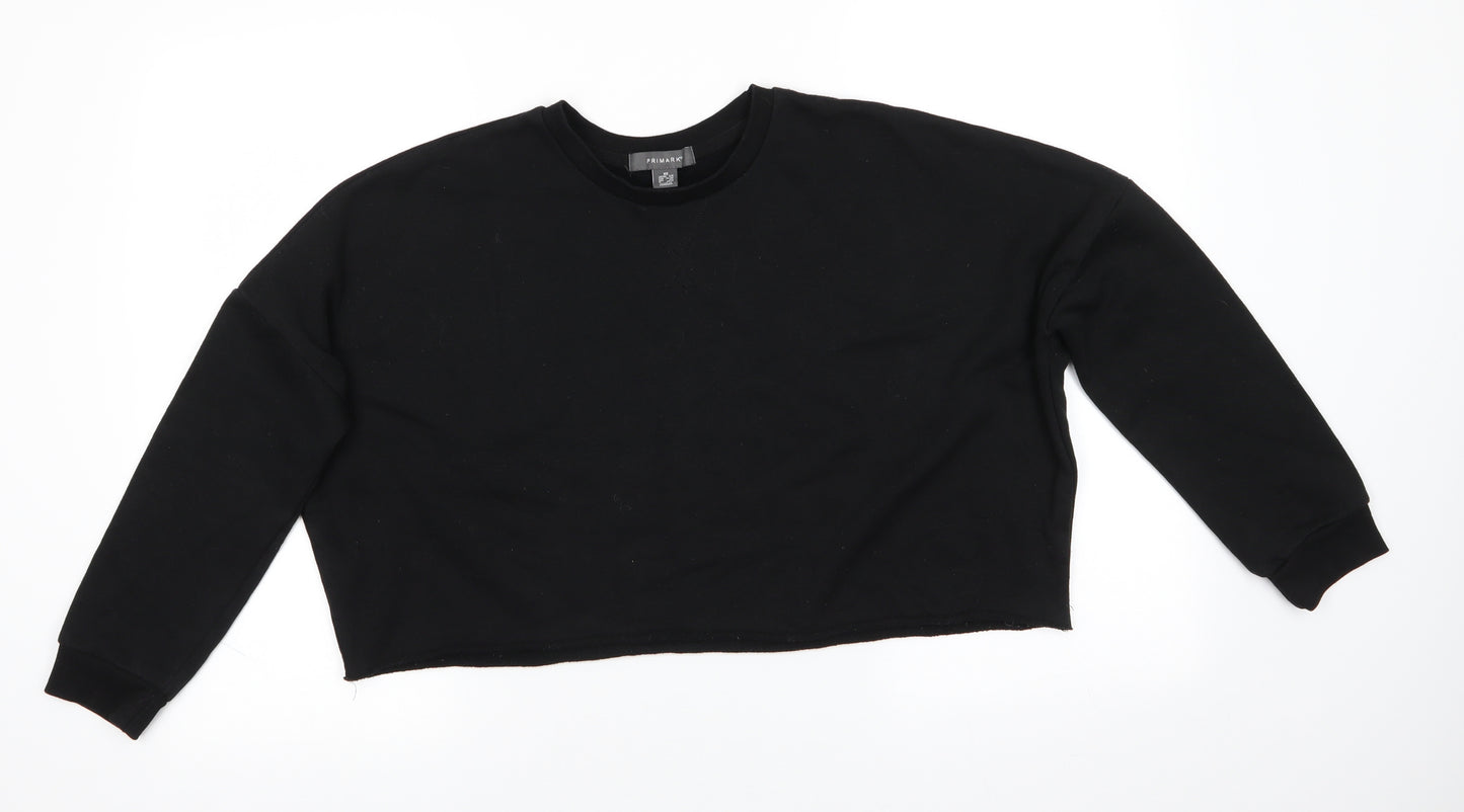 Primark Womens Black  Polyester Pullover Sweatshirt Size XS   - Cropped
