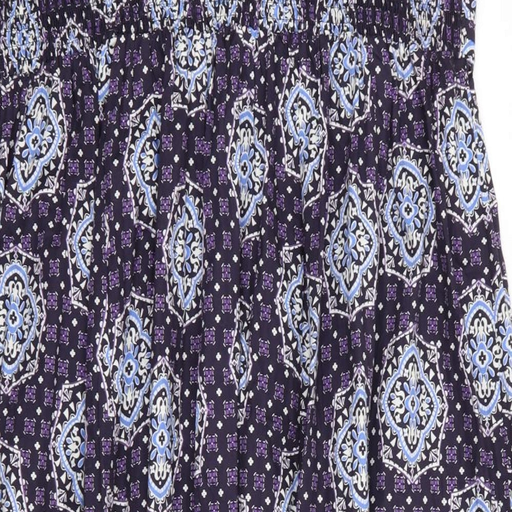 Savoir Womens Purple Floral Cotton Maxi  Size 28  V-Neck  - Purple & blue print