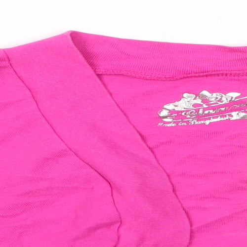 Glamorosa Womens Pink V-Neck  Cotton Shrug Jumper Size 16   - Lightly ruched seams