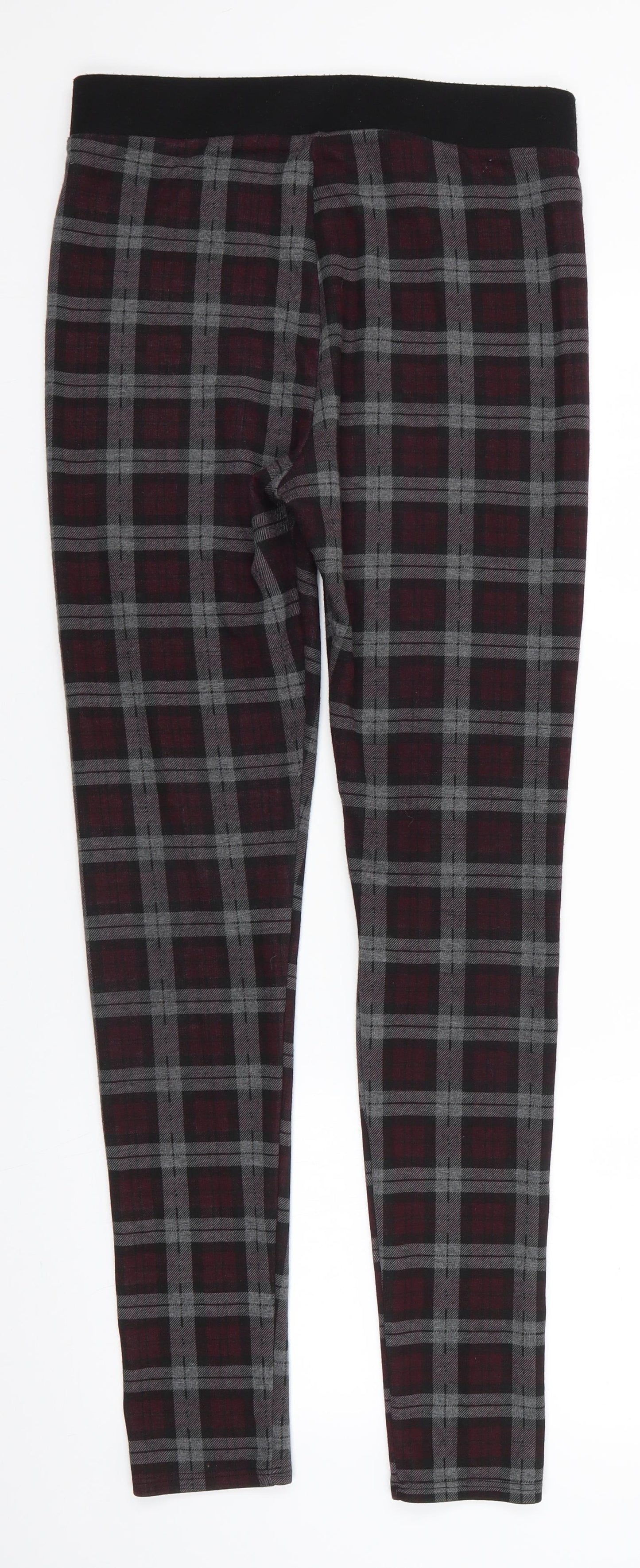 Atmosphere Womens Grey Check Polyester Jegging Trousers Size 12 L30.5 in Regular  - Grey & Burgandy Check