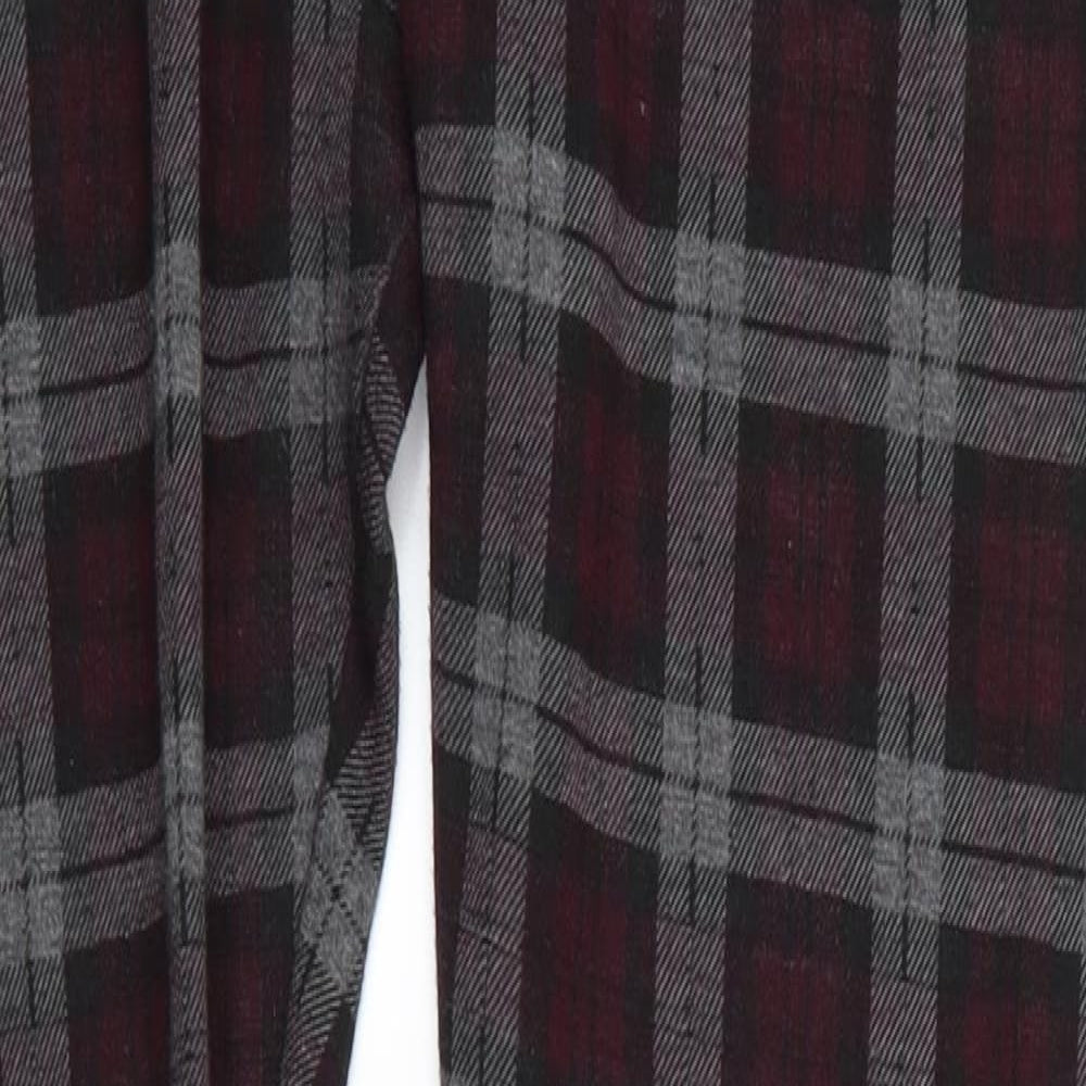 Atmosphere Womens Grey Check Polyester Jegging Trousers Size 12 L30.5 in Regular  - Grey & Burgandy Check
