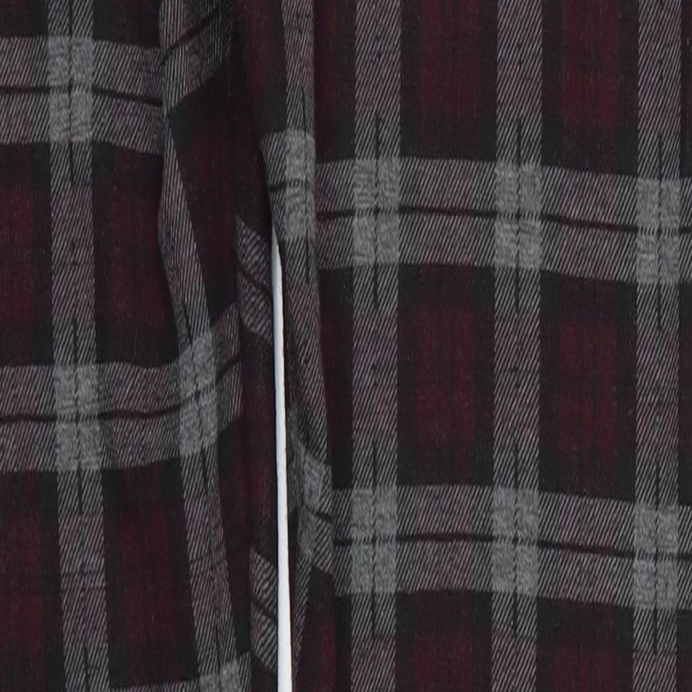 Atmosphere Womens Grey Check Polyester Jegging Trousers Size 12 L30.5 in Regular  - Grey & Burgandy Check