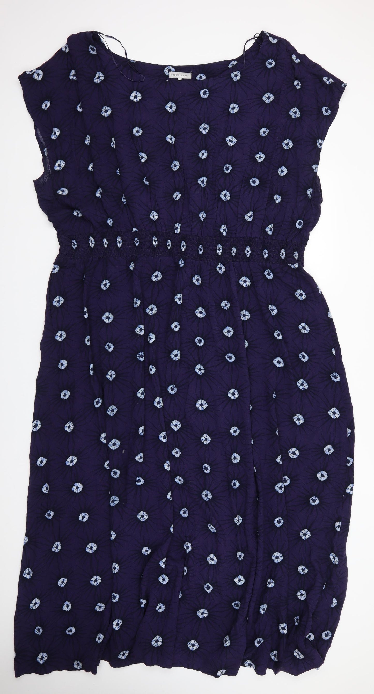 Rogers & Rogers Womens Blue Floral Viscose Maxi  Size 30  Round Neck  - Elasticated waist