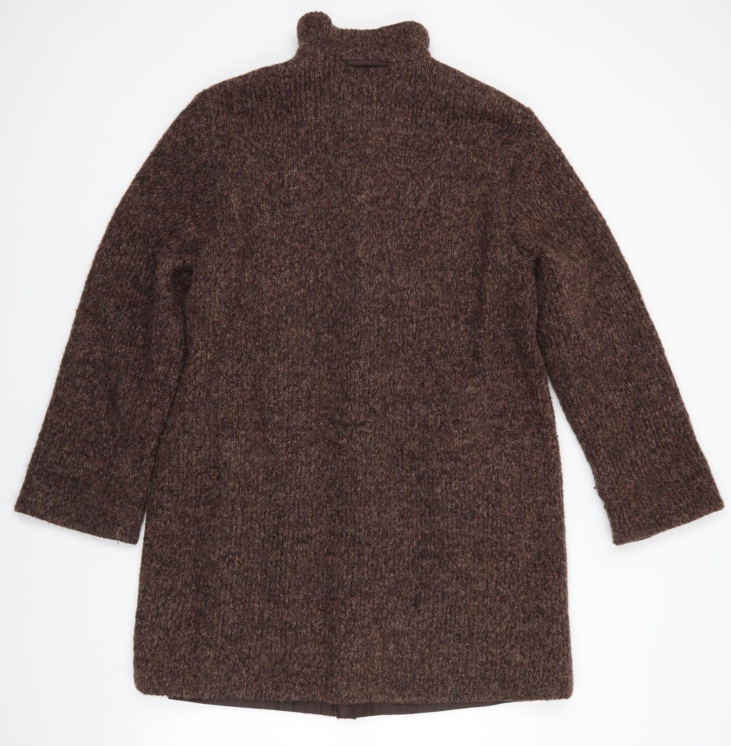 Basler Womens Brown   Overcoat Coatigan Size 14  Button - Mid brown mix High Collar
