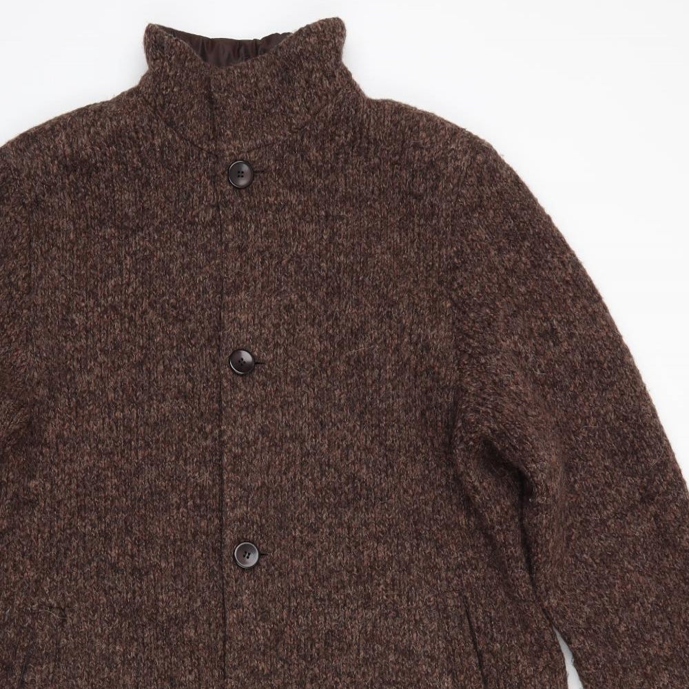 Basler Womens Brown   Overcoat Coatigan Size 14  Button - Mid brown mix High Collar