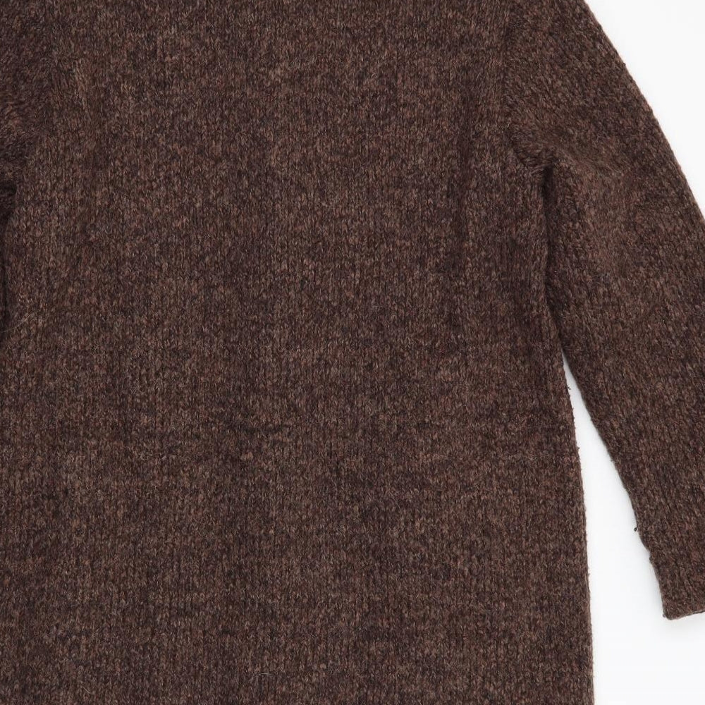 Basler Womens Brown   Overcoat Coatigan Size 14  Button - Mid brown mix High Collar