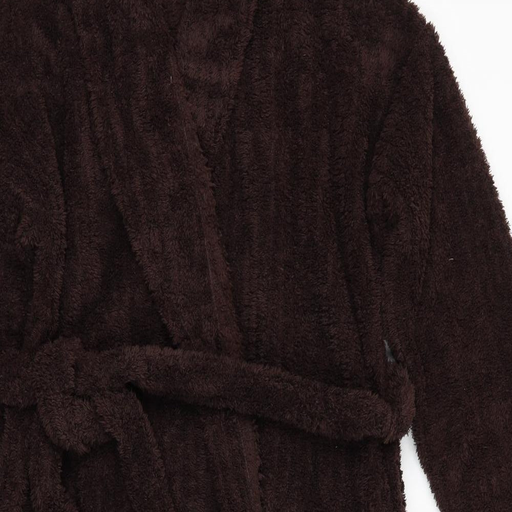 Marks and Spencer Womens Brown Solid Polyester  Robe Size 8   - Chocolate brown Fluffy texture