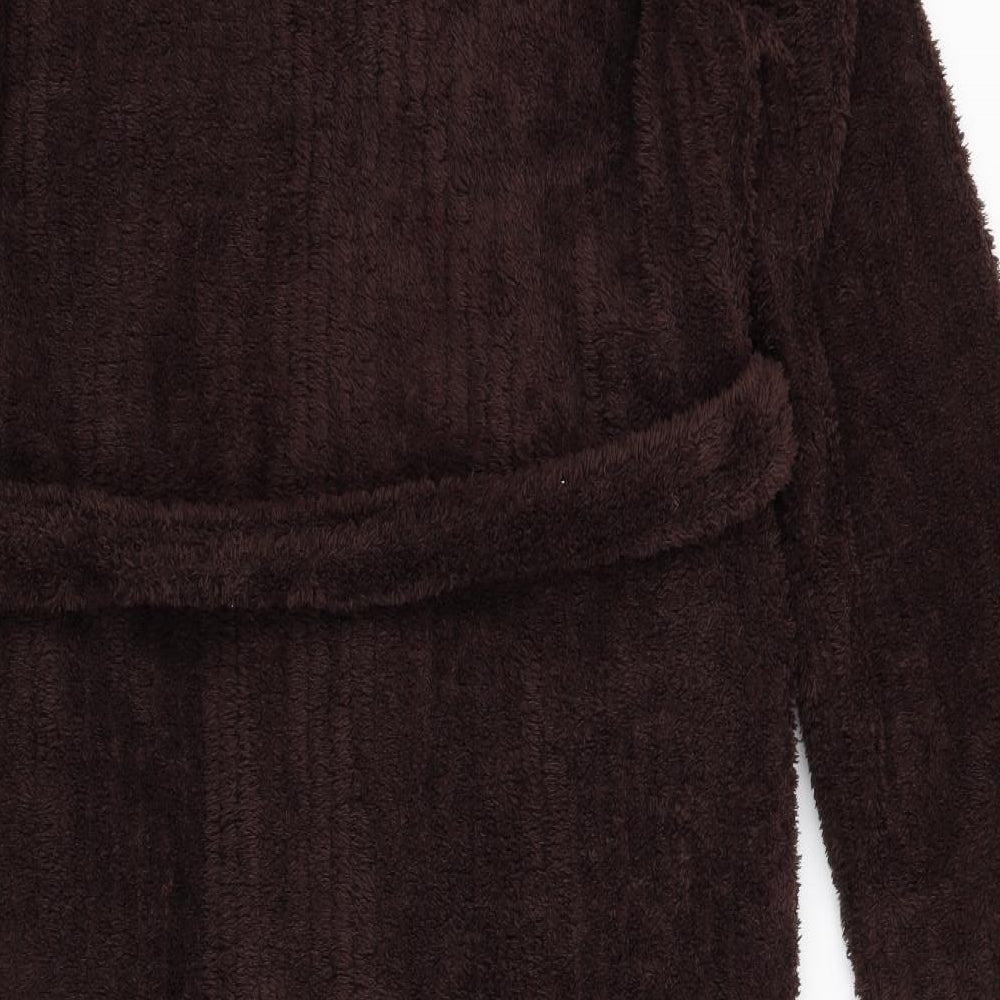 Marks and Spencer Womens Brown Solid Polyester  Robe Size 8   - Chocolate brown Fluffy texture