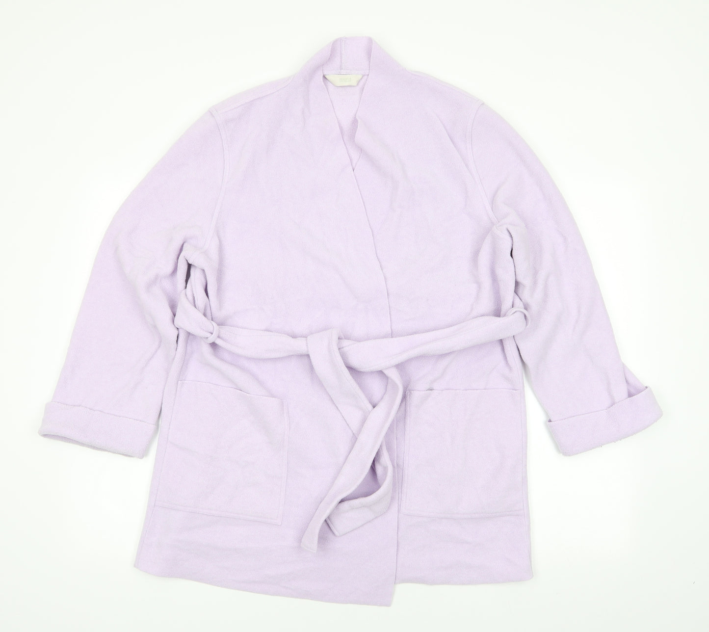 Marks and Spencer Womens Purple Solid Polyester  Robe Size 12   - Pale lilac Mid length