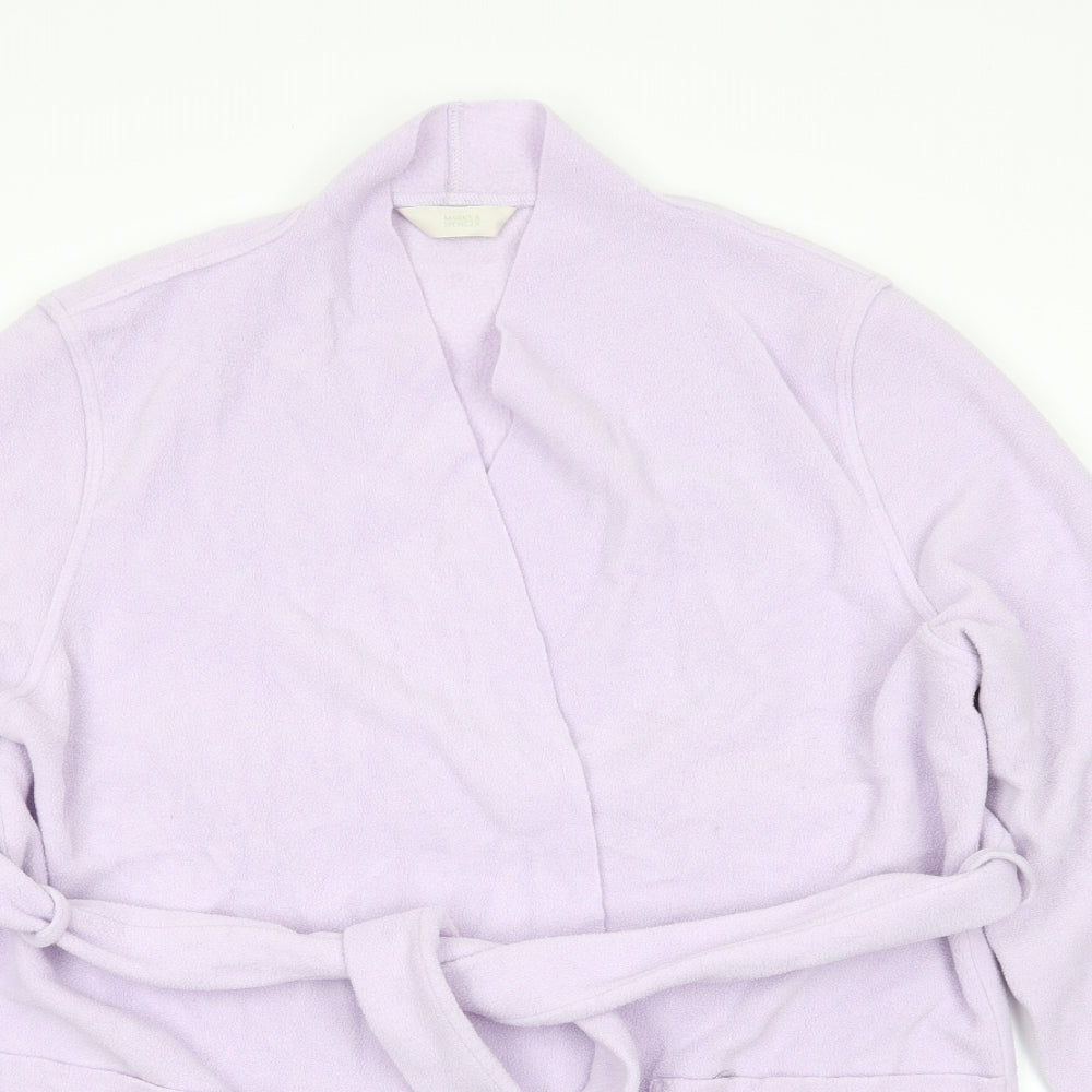 Marks and Spencer Womens Purple Solid Polyester  Robe Size 12   - Pale lilac Mid length