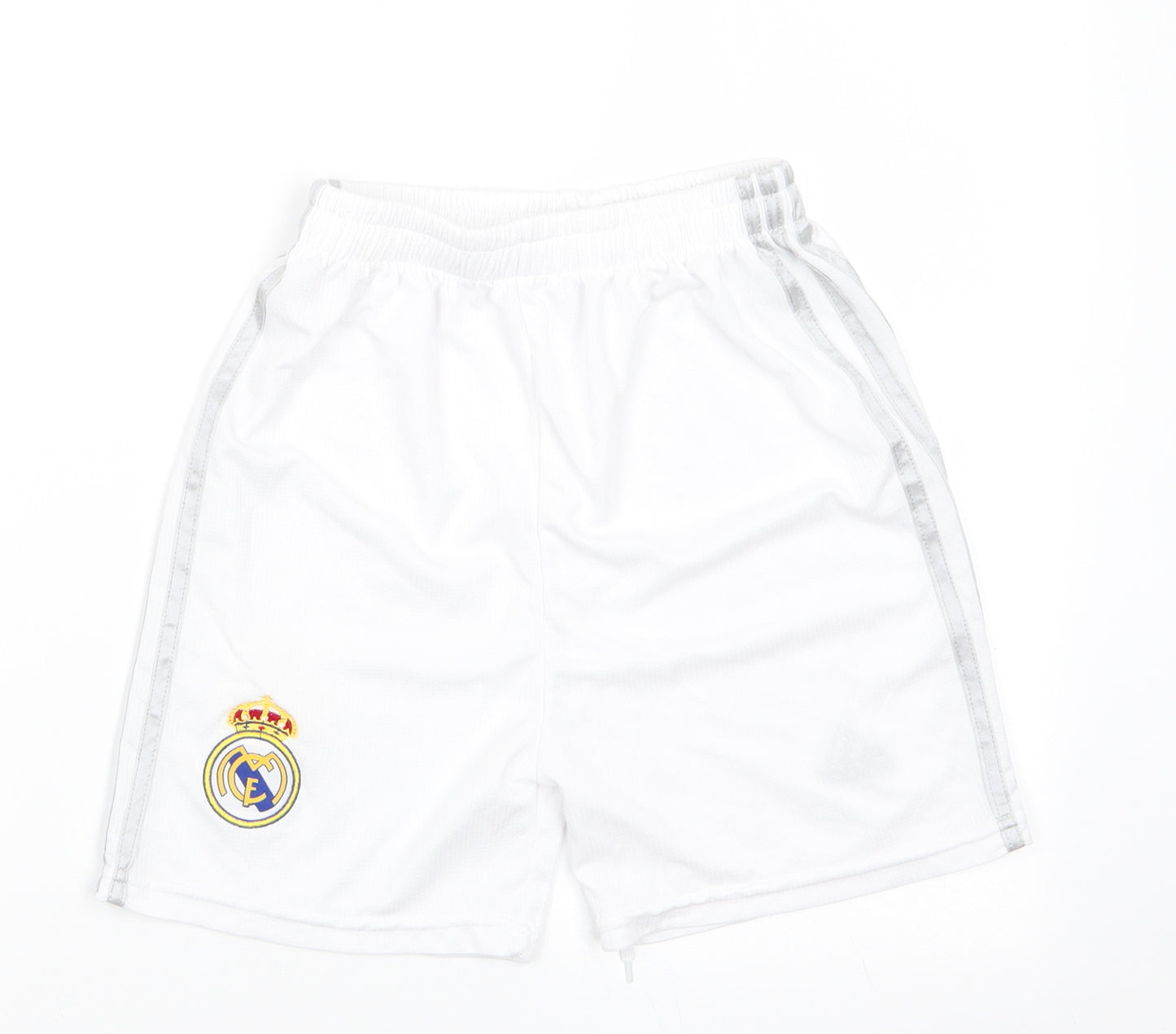 adidas Boys White   Utility Shorts Size 14 Years  Regular  - Light grey seam stripe Logo