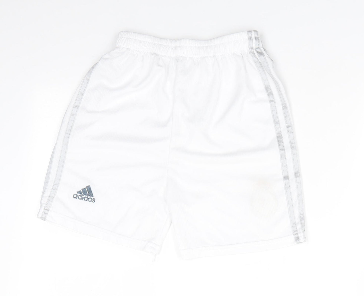 adidas Boys White   Utility Shorts Size 14 Years  Regular  - Light grey seam stripe Logo