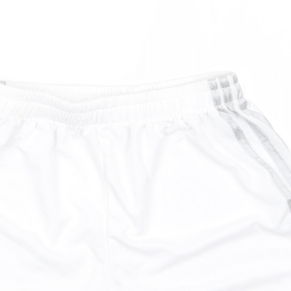 adidas Boys White   Utility Shorts Size 14 Years  Regular  - Light grey seam stripe Logo