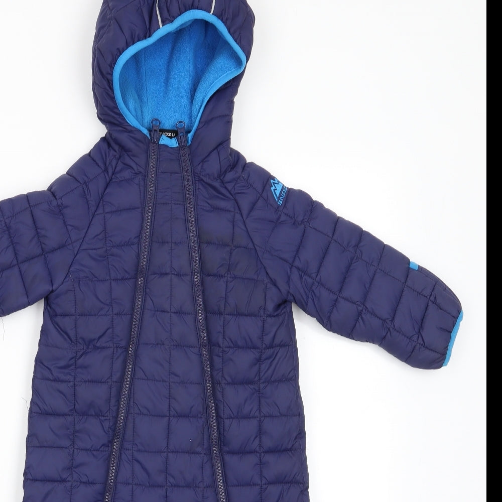Snozu Boys Blue    Snowsuit Size 24 Months   Zip - Fleece lined