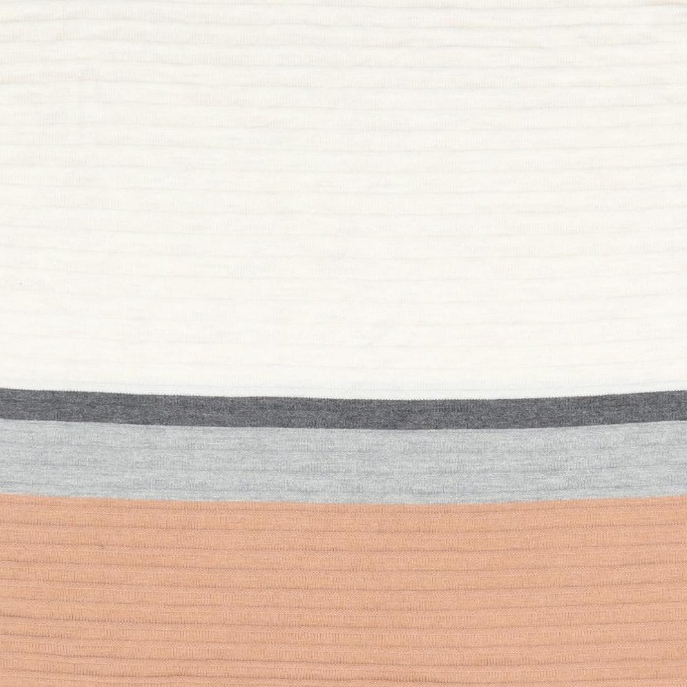 Roman Womens Ivory Round Neck Striped Acrylic Pullover Jumper Size 12   - Ivory Grey Beige stripe Vented side hems