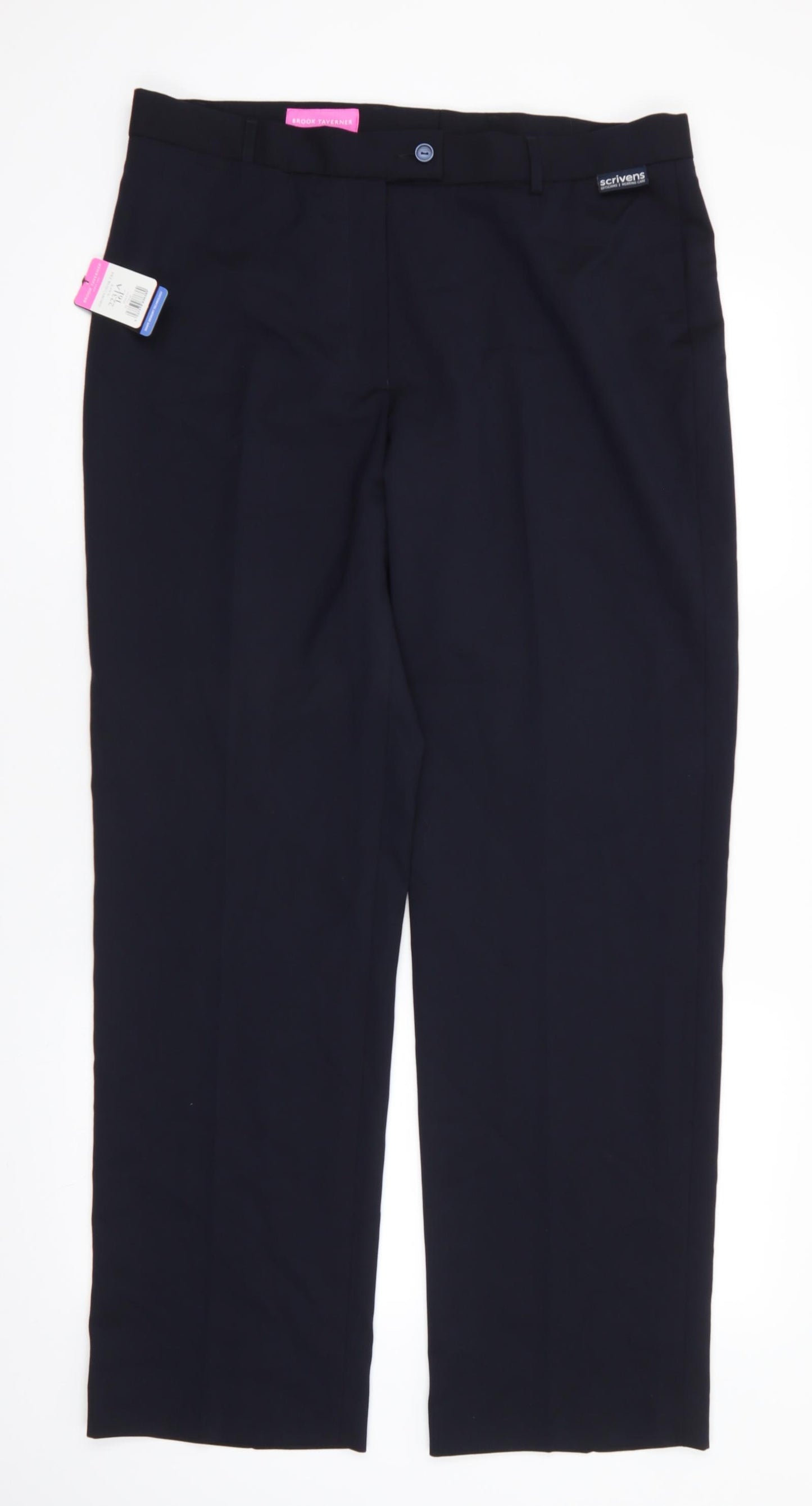 Brook Taverner Womens Blue  Polyester Trousers  Size 16 L30.5 in Regular  - Dark Navy Shape Memory Technology