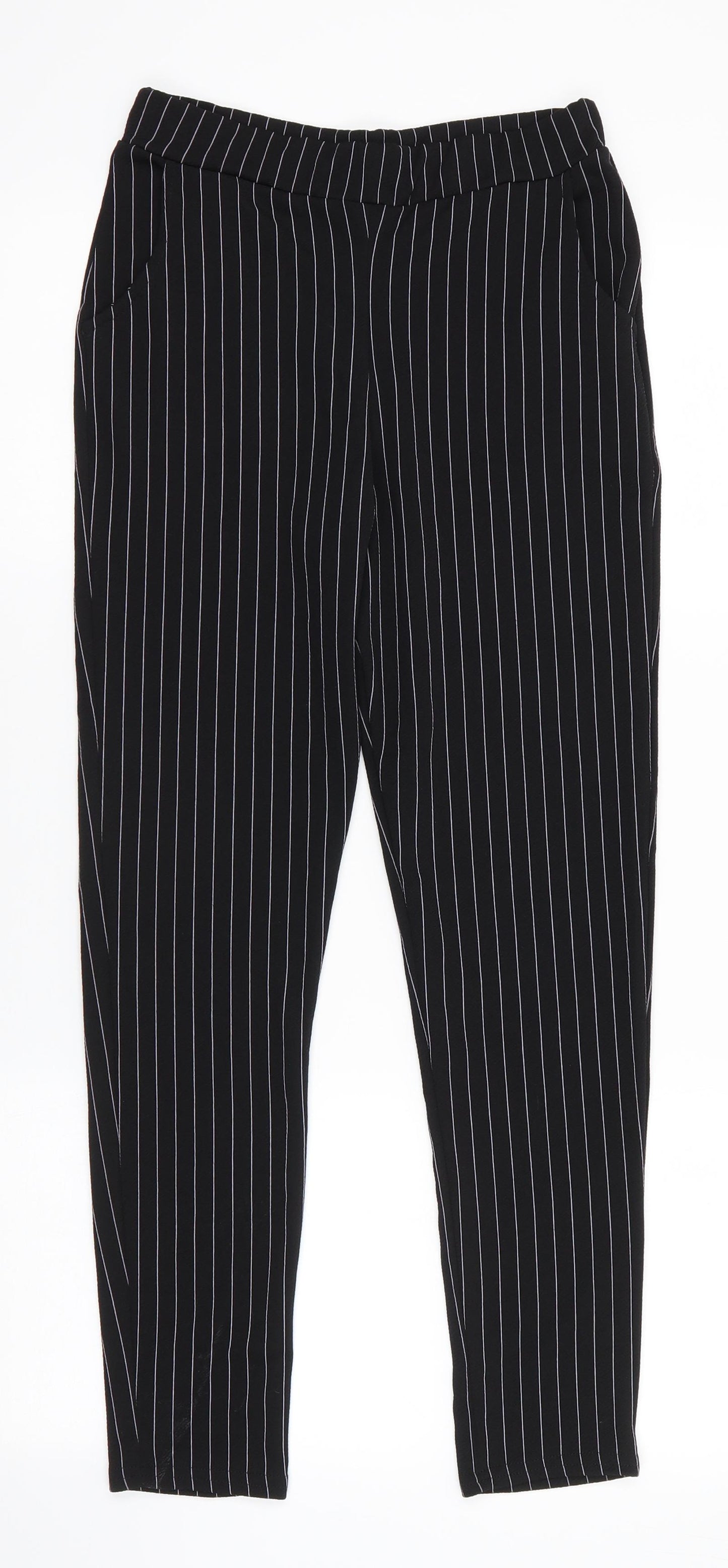 PRETTYLITTLETHING Womens Beige Striped Polyester Trousers  Size 10 L26.5 in Regular  - Grey Stripe