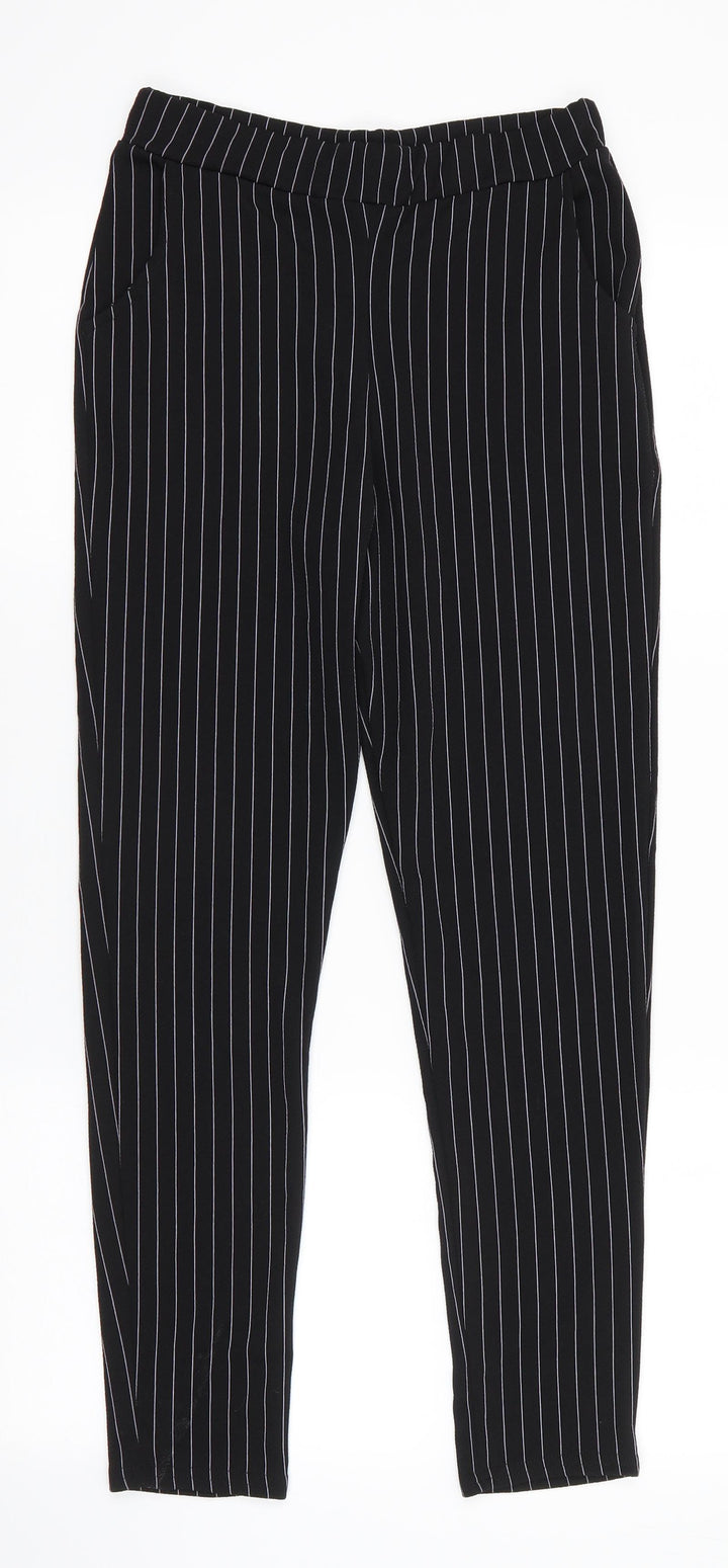 PRETTYLITTLETHING Womens Beige Striped Polyester Trousers  Size 10 L26.5 in Regular  - Grey Stripe