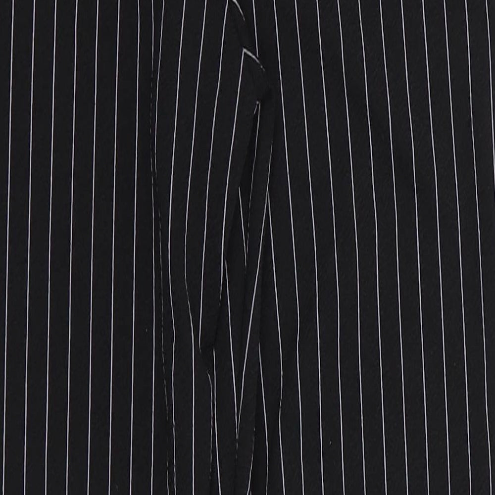 PRETTYLITTLETHING Womens Beige Striped Polyester Trousers  Size 10 L26.5 in Regular  - Grey Stripe