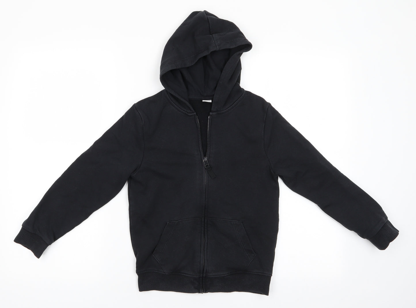 TU School Boys Black  Cotton Full Zip Hoodie Size 7 Years   - School Hoodie