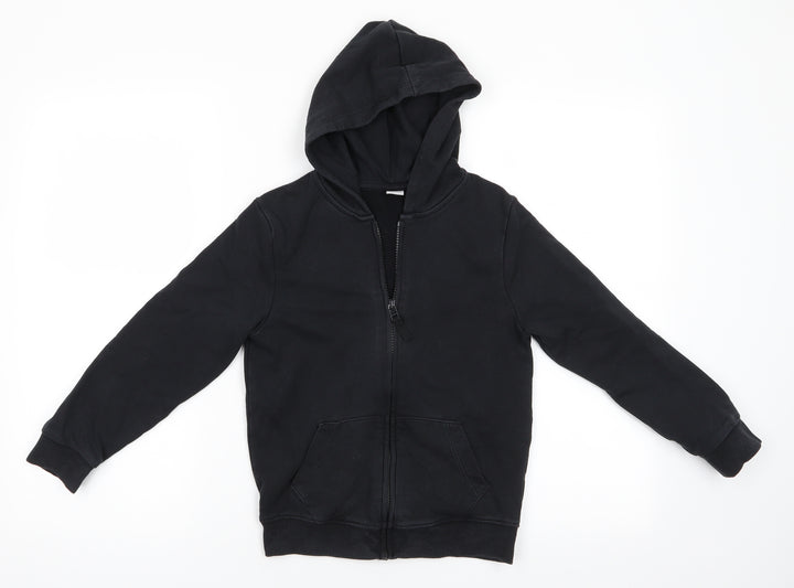 TU School Boys Black  Cotton Full Zip Hoodie Size 7 Years   - School Hoodie