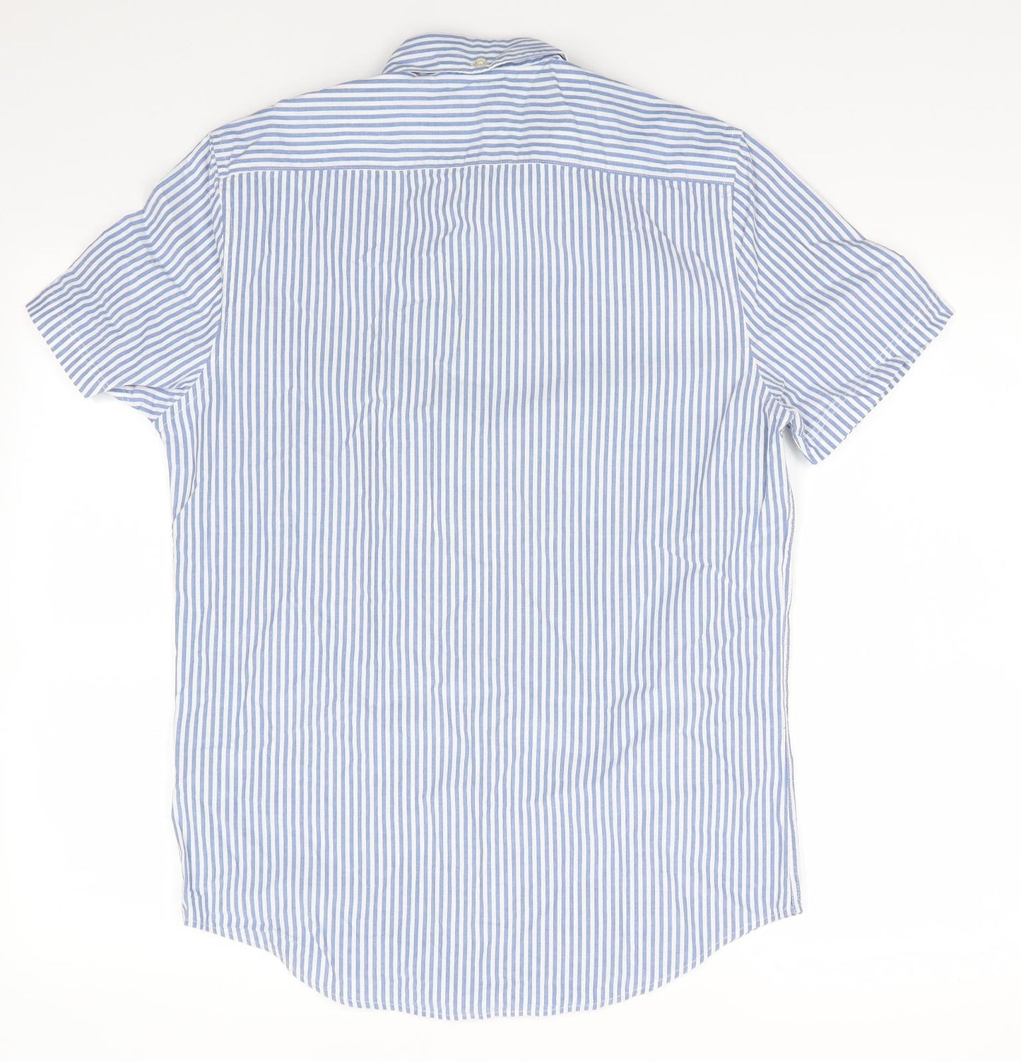 NEXT Mens Blue Striped Cotton  Button-Up Size S Collared  - Buttoned Collar