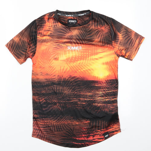 Sonneti London Boys Multicoloured  Polyester Basic T-Shirt Size 12-13 Years Round Neck  - Beach Sunset Scene