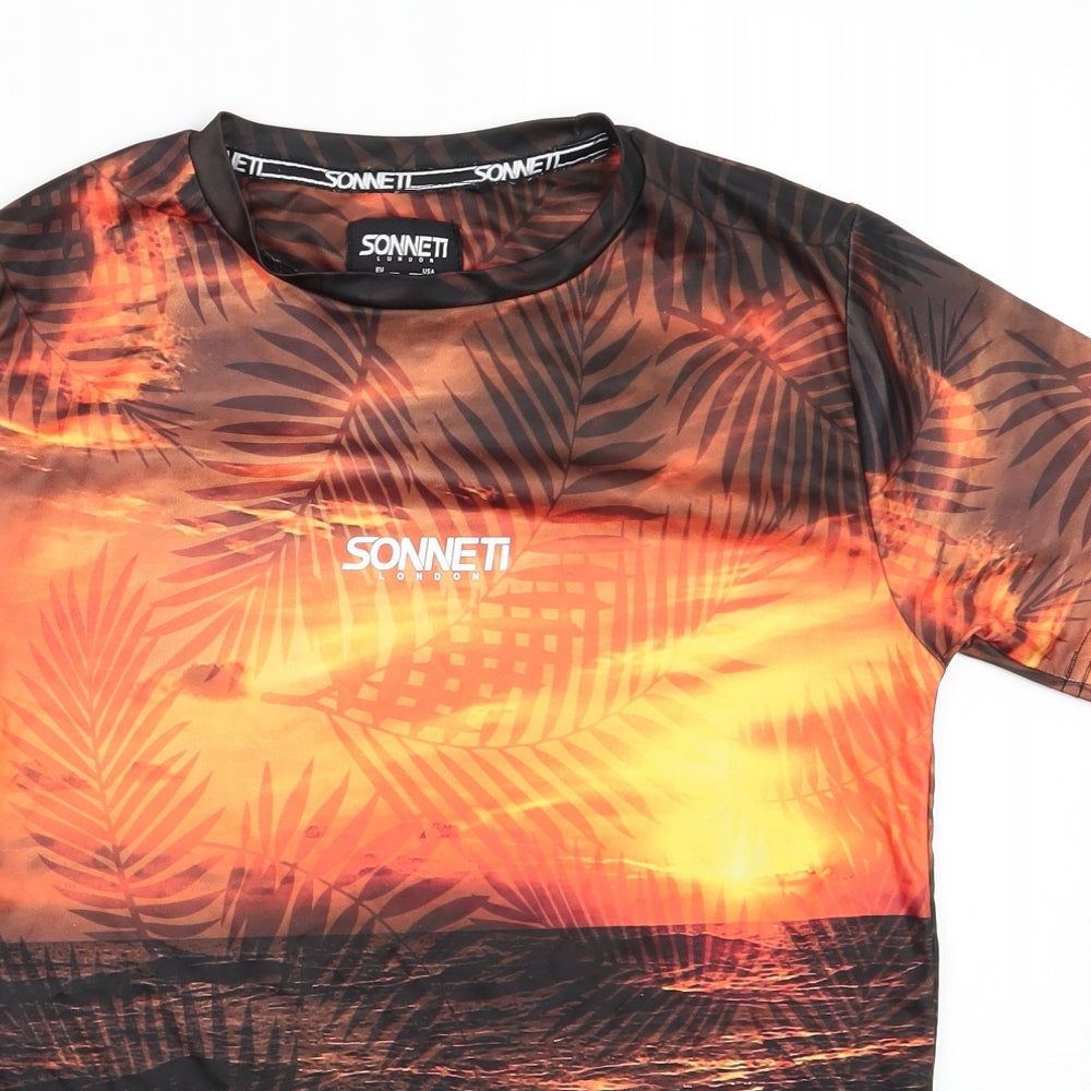 Sonneti London Boys Multicoloured  Polyester Basic T-Shirt Size 12-13 Years Round Neck  - Beach Sunset Scene