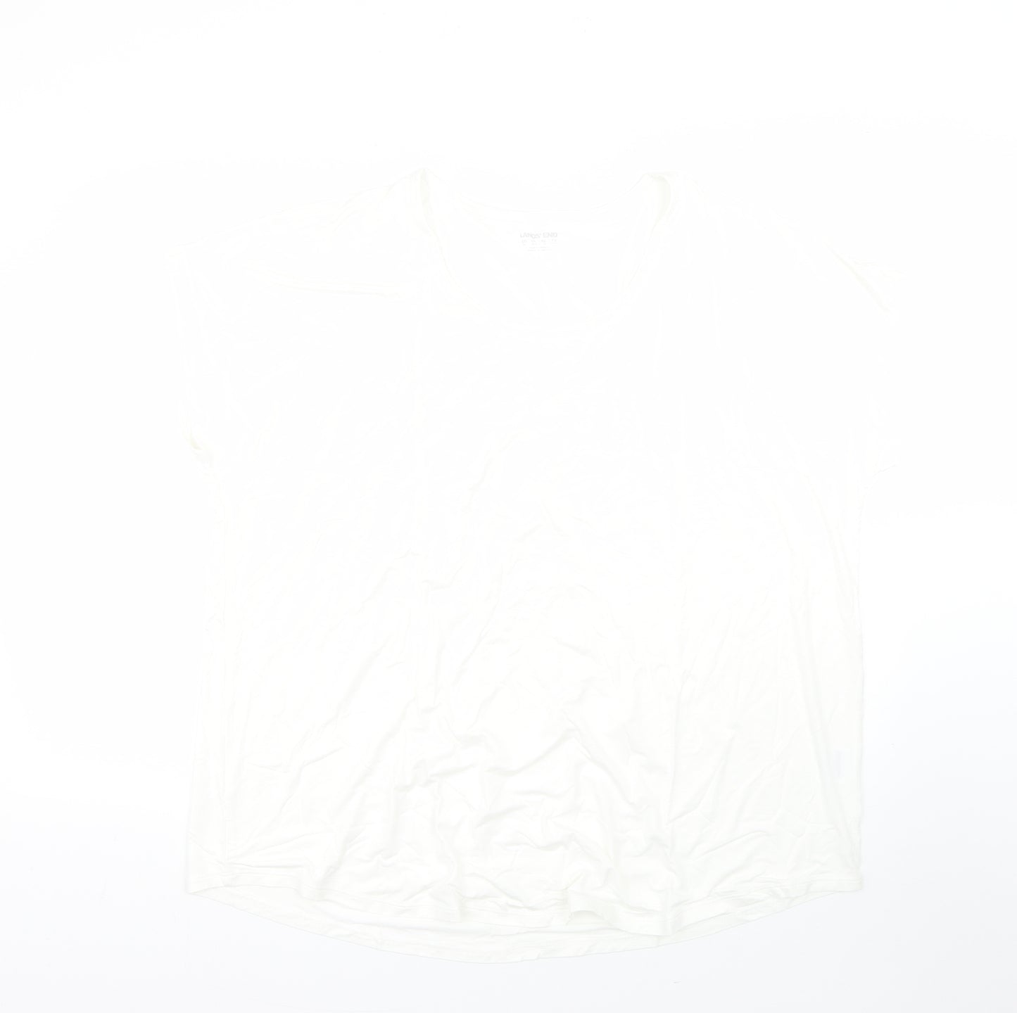 Lands End Womens White  Viscose Basic T-Shirt Size 22 Round Neck