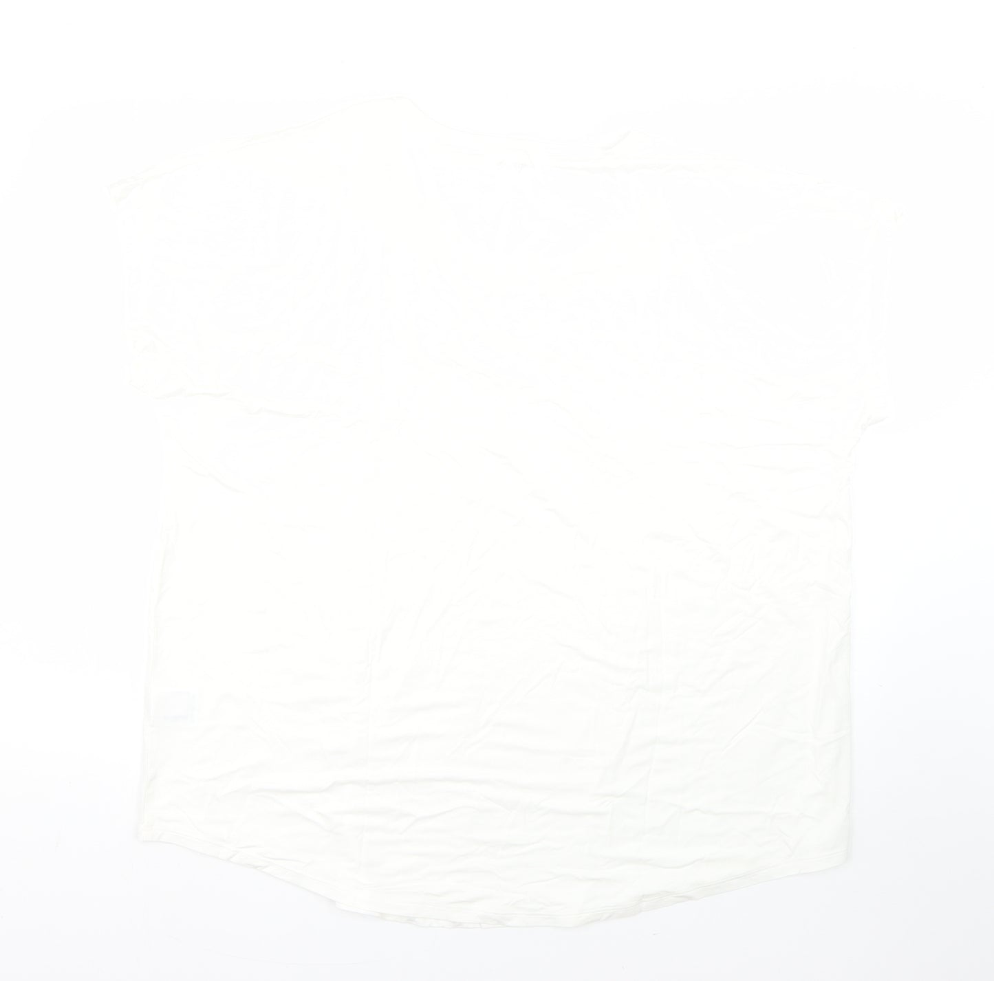 Lands End Womens White  Viscose Basic T-Shirt Size 22 Round Neck