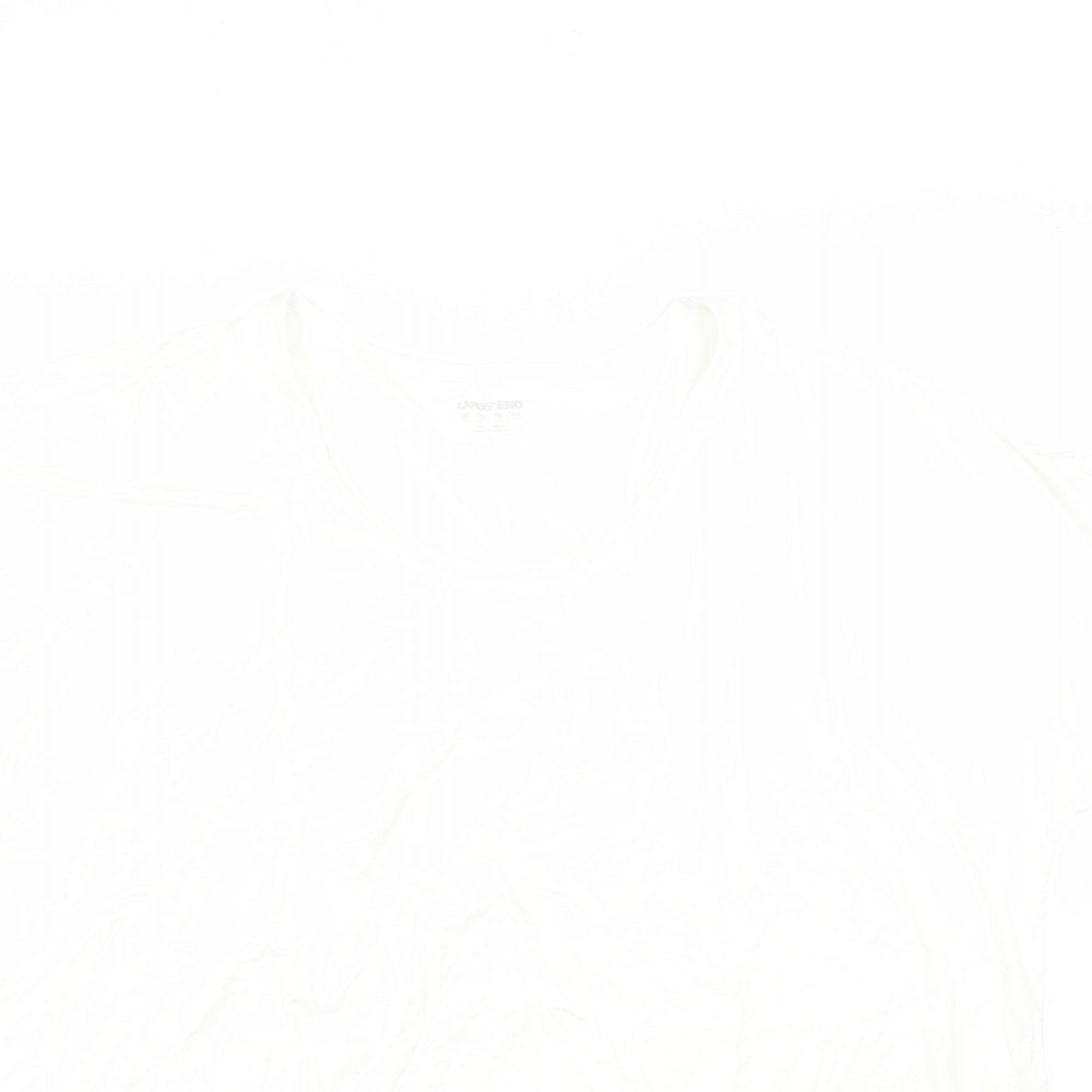 Lands End Womens White  Viscose Basic T-Shirt Size 22 Round Neck