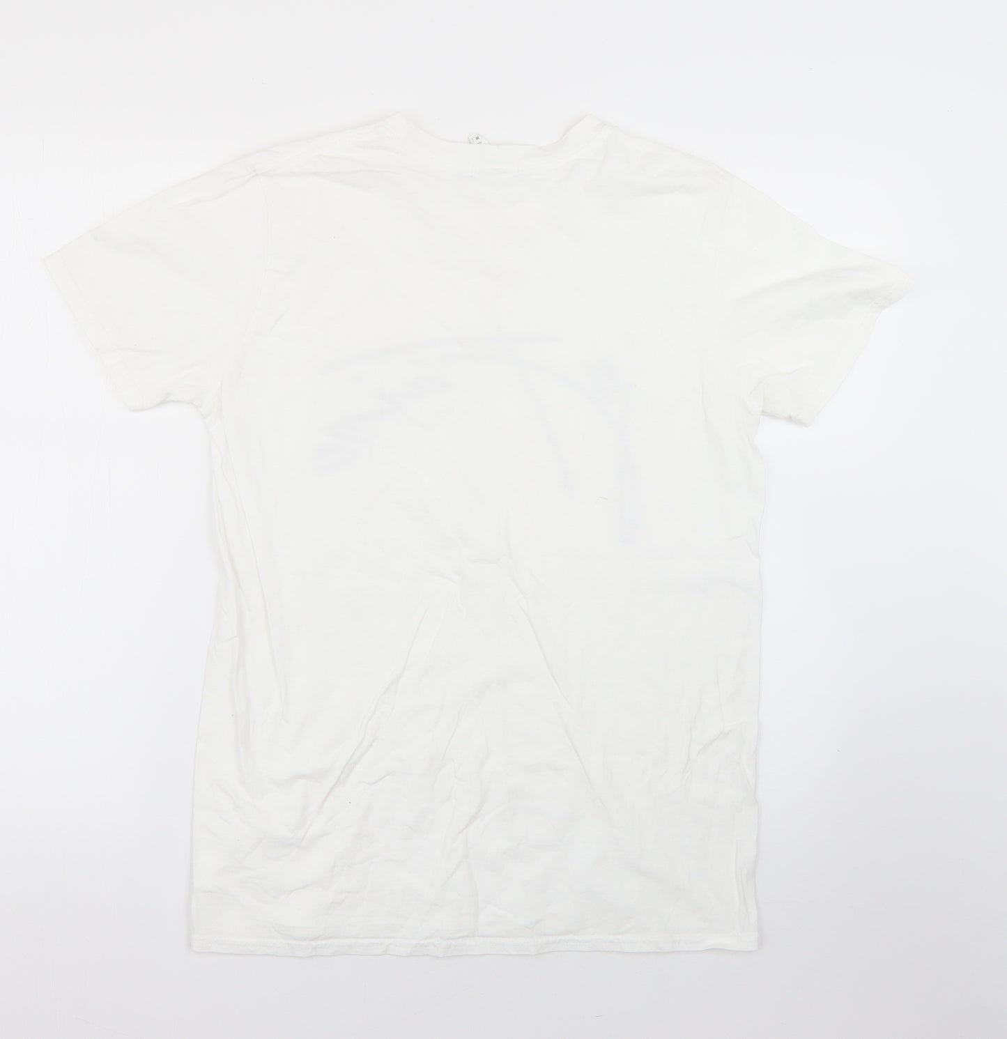 Boohoo Womens White  Cotton Basic T-Shirt Size M Round Neck