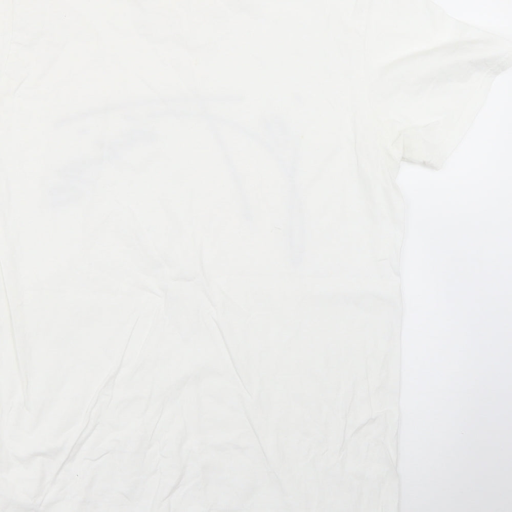 Boohoo Womens White  Cotton Basic T-Shirt Size M Round Neck