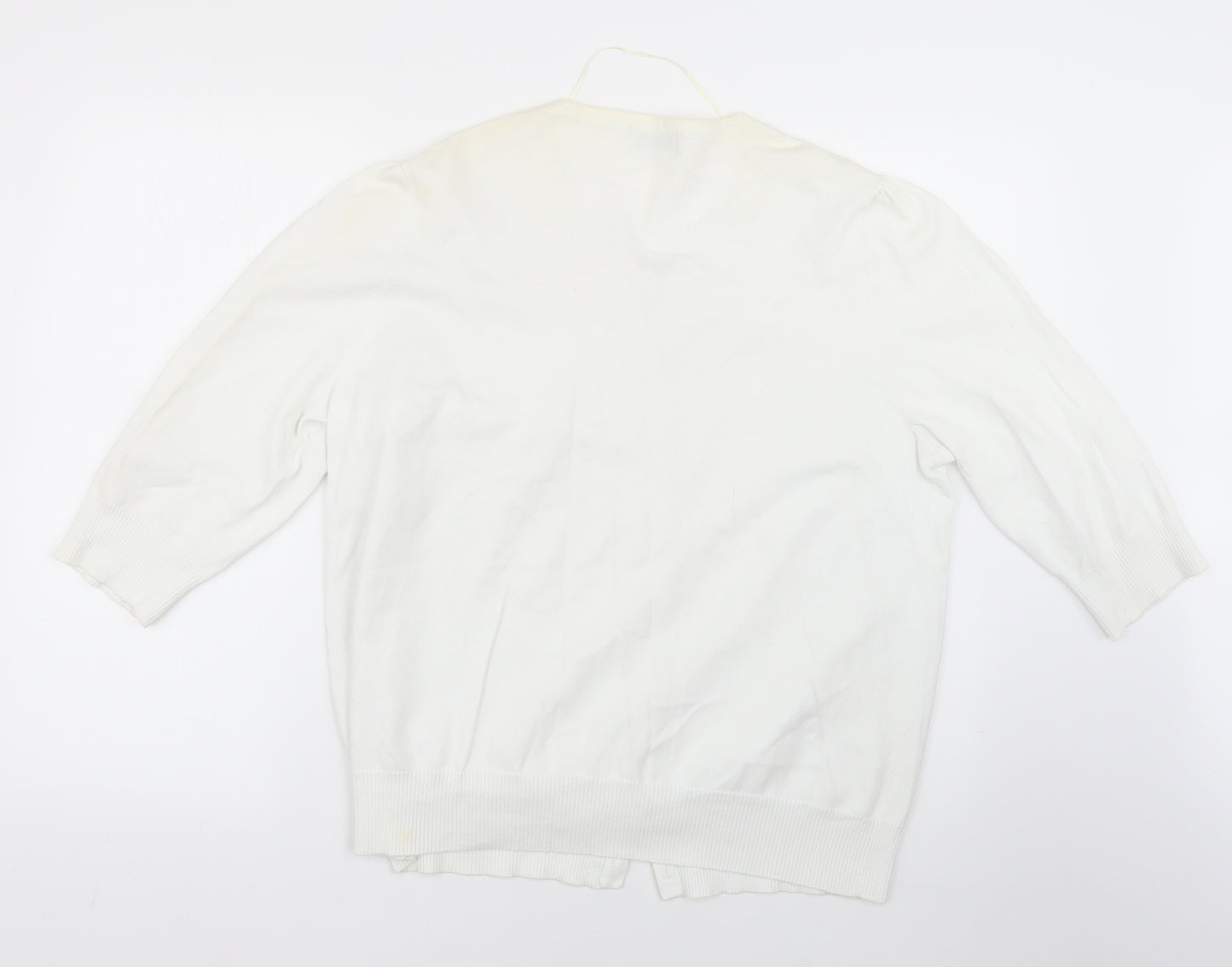 Cherokee Womens White Round Neck  Cotton Cardigan Jumper Size 20