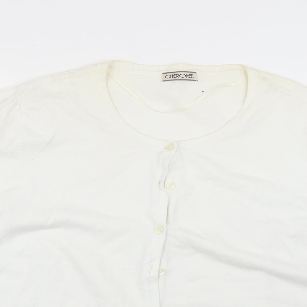 Cherokee Womens White Round Neck  Cotton Cardigan Jumper Size 20