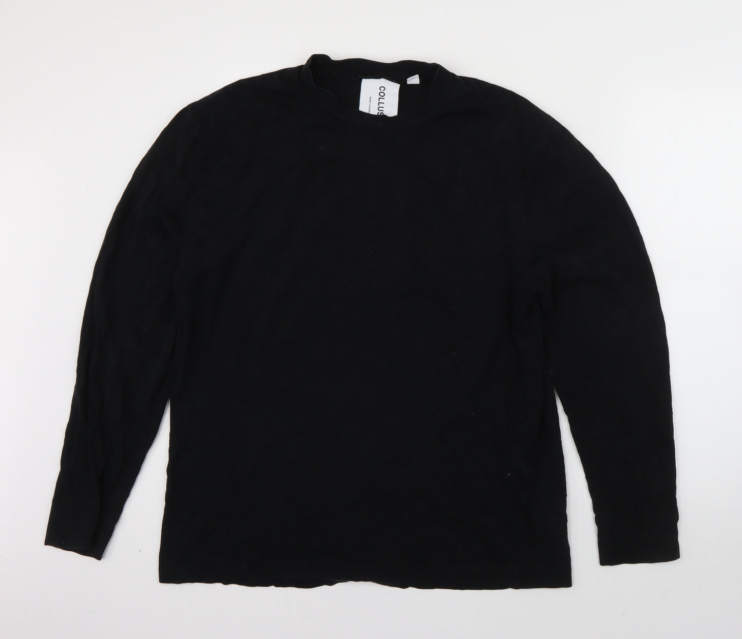 COLLUSION Mens Black  Cotton  T-Shirt Size L Round Neck