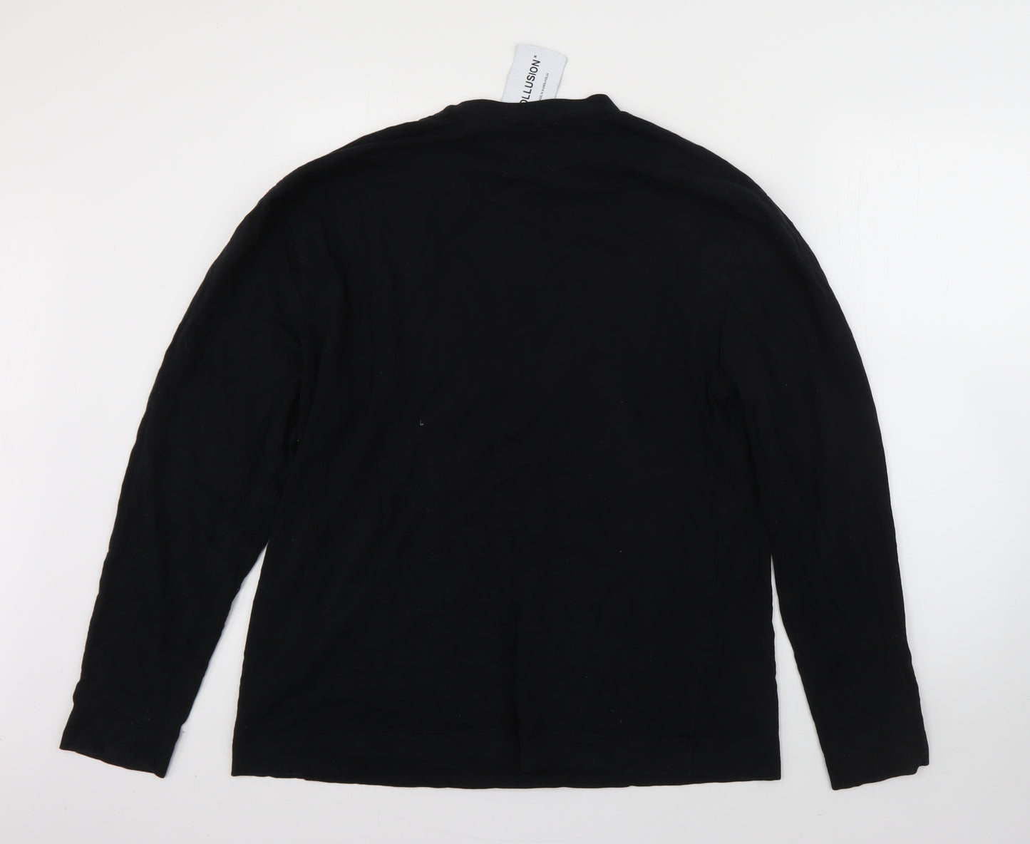 COLLUSION Mens Black  Cotton  T-Shirt Size L Round Neck