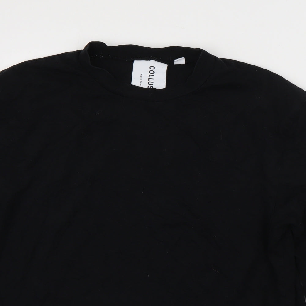 COLLUSION Mens Black  Cotton  T-Shirt Size L Round Neck