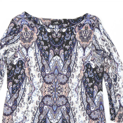 Wallis Womens Blue Paisley Polyester T-Shirt Dress  Size M  Round Neck