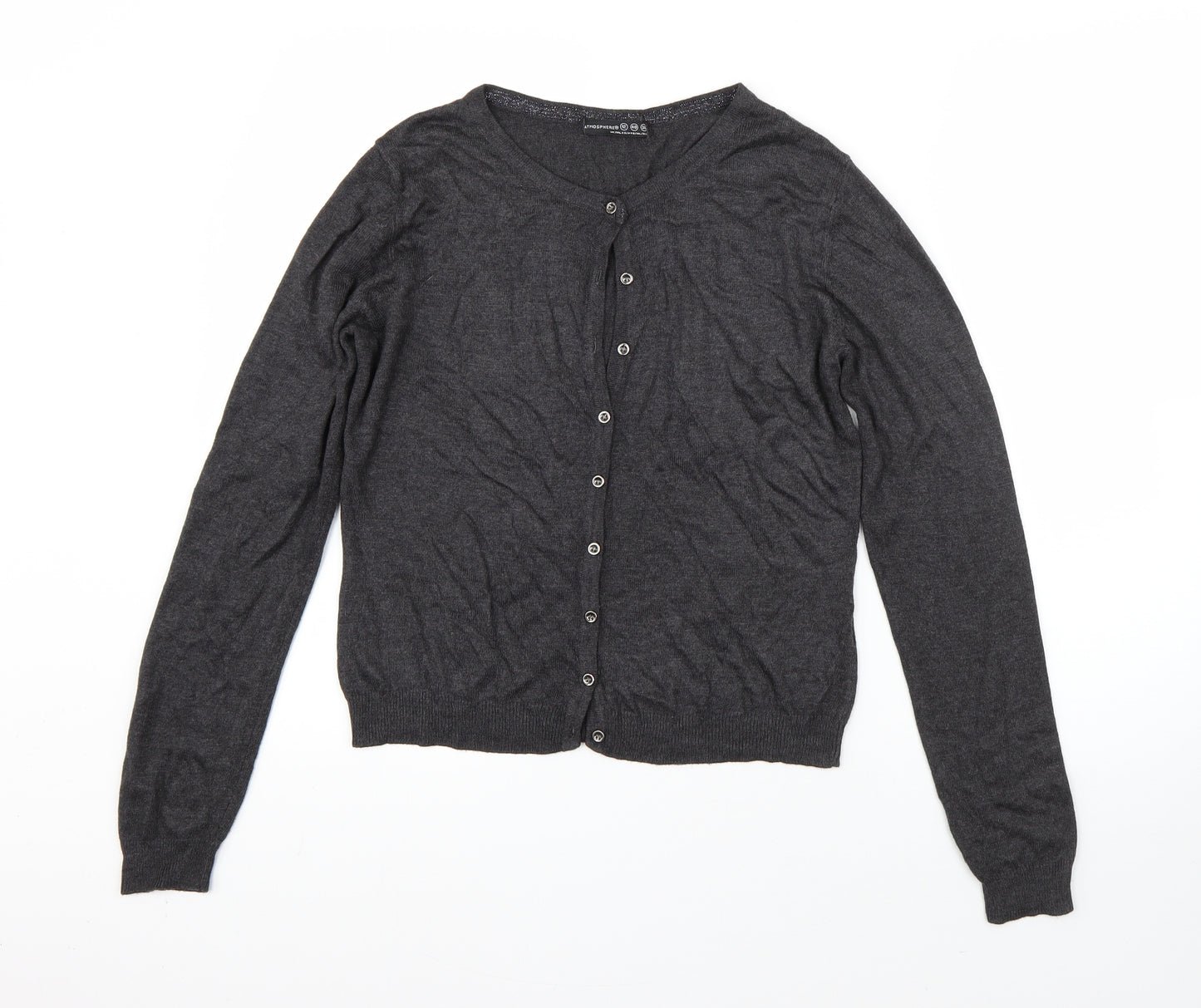 Atmosphere Womens Grey Round Neck  Polyester Cardigan Jumper Size 12
