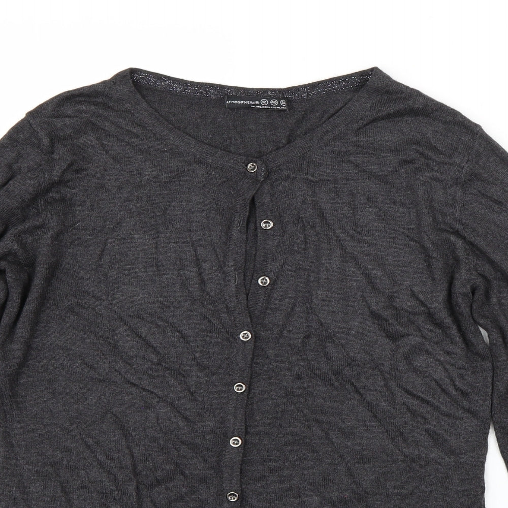 Atmosphere Womens Grey Round Neck  Polyester Cardigan Jumper Size 12