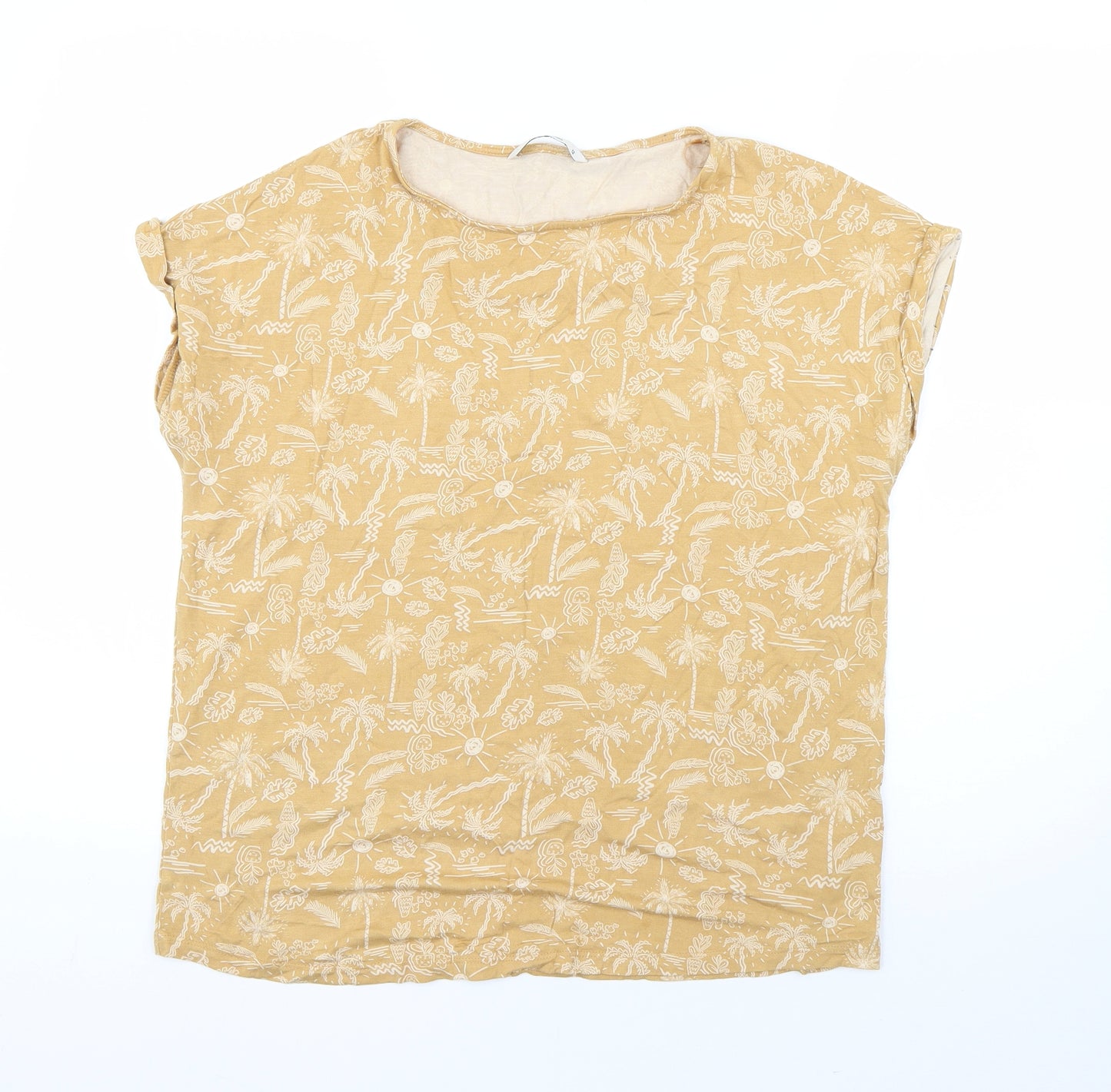 TU Womens Yellow  Viscose Basic T-Shirt Size 12 Round Neck