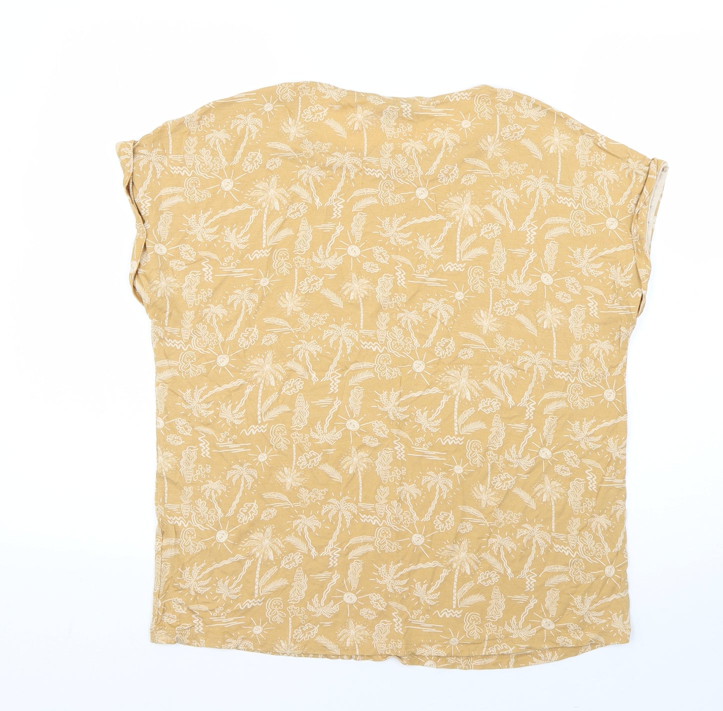 TU Womens Yellow  Viscose Basic T-Shirt Size 12 Round Neck